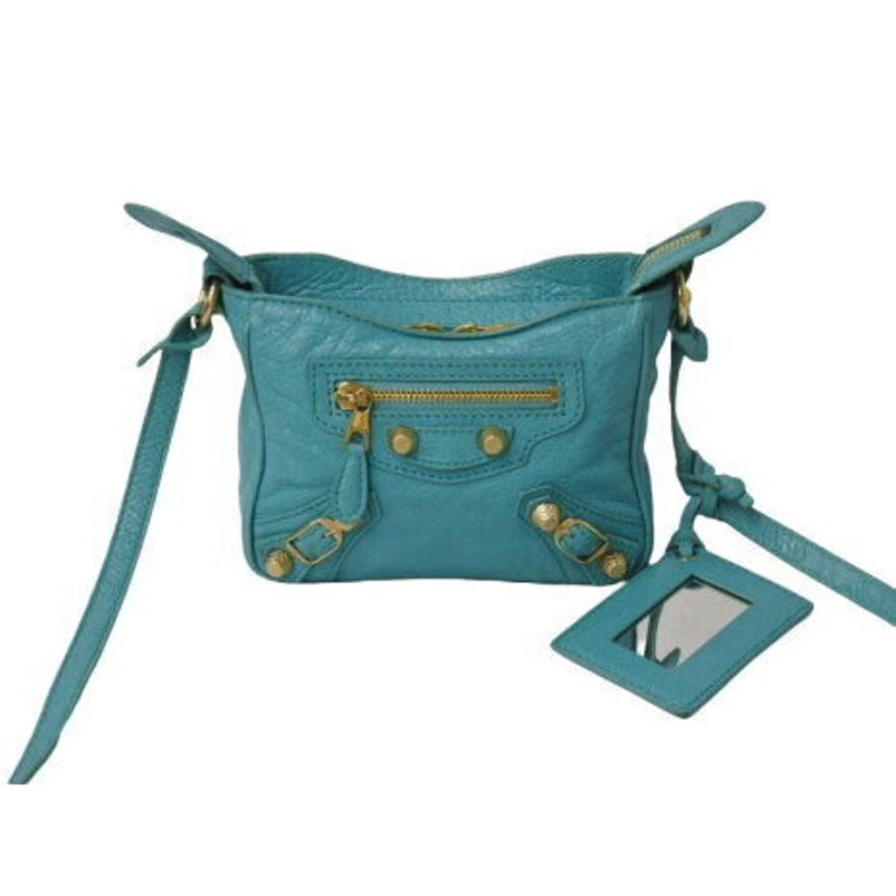 BALENCIAGA The City Shoulder Bag Blue Green Leather - Picture 2 of 8